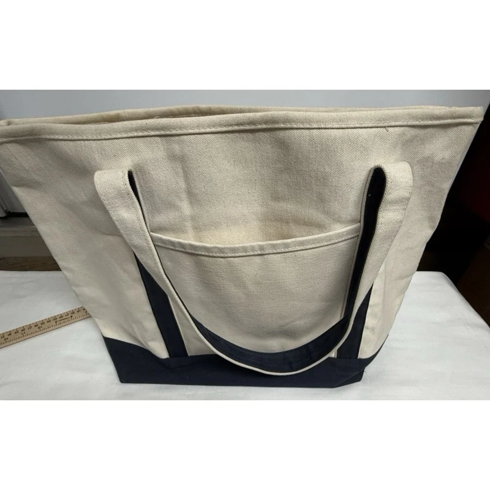 Hotel Del Coronado Canvas Tote Bag Navy Ivory Large 15